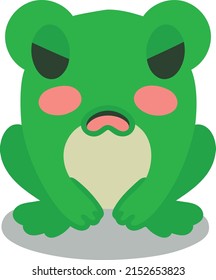 Angry angry frog. Concept of cute frog on white background. Vector illustration. Design element. Image for printing on postcards banners stationery clothes.