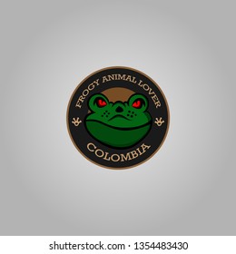 Angry frog mascot stamp design