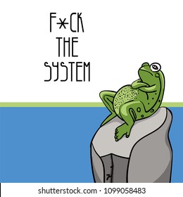 angry frog reproach the world illustration