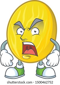 Angry fruit melon cartoon character with mascot