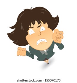 Angry and frustrated business woman. Vector illustration.