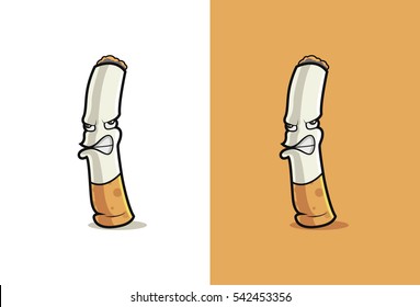 Angry and frustrated Cigarette cartoon . Vector illustration