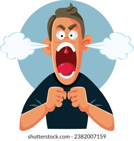 
Angry Fuming Man Vector Cartoon Character Acting Stressed. Guy expressing rage and toxic masculinity treats.
