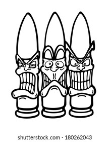 Angry funny bullets, vector illustration 