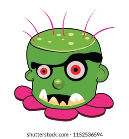Angry funny cartoon cake character illustration of royalty free image