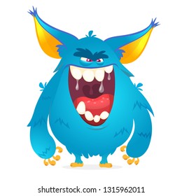 Angry and funny cartoon monster illustration