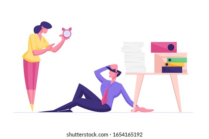 Angry Furious Boss Scolding and Rebuking Incompetent Employee in Office for Laziness. Dissatisfied Ceo Shouting on Businessman at Workplace. Stress Situation, Deadline. Cartoon Vector Illustration