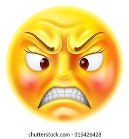 Angry or furious looking red faced emoticon emoji character 