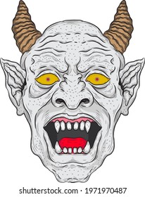 Angry gargoyle hand drawn illustration, isolated on transparent background, vector illustration, vector file, adobe illustrator