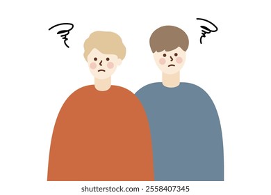 Angry gay couple in bad mood having argument. Relationship, dating, negative communication, conflicts, disagreements, lgbt concept. Flat people character vector isolated illustrations.