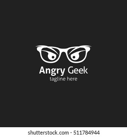 Angry Geek Logo Design template. Vector Illustration