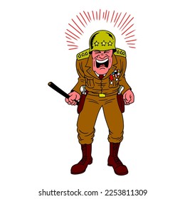 angry general hand draw vector