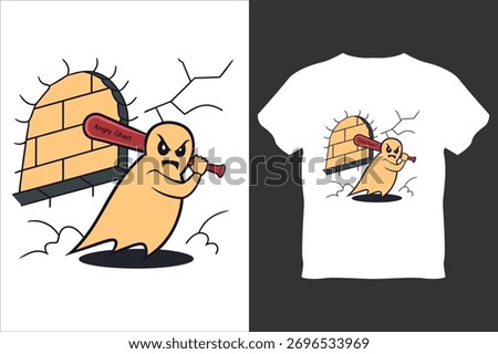 Angry ghast hallowing vector illustration t-shirt design.