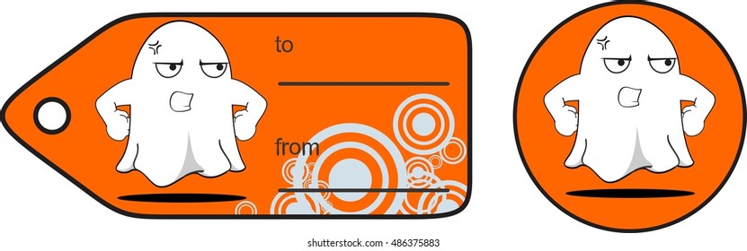 angry ghost cartoon expression giftcard in vector format very easy to edit
