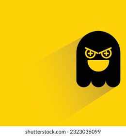 angry ghost emoji with shadow on yellow background