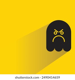 Wütendes Geister-Emoji mit Schatten auf gelbem Hintergrund