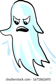 Angry ghost, illustration, vector on white background.