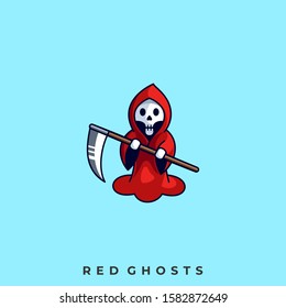 Angry Ghost Illustration Vector Template. Suitable for Creative Industry, Multimedia, entertainment, Educations, Shop, and any related business