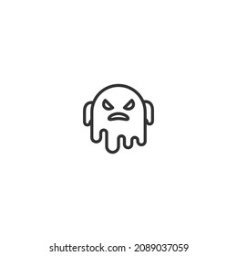 angry ghost line icon, outline vector sign, pixel perfect icon