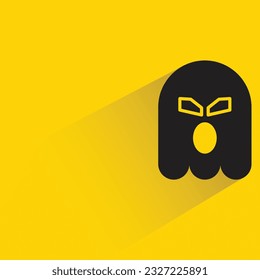 angry ghost with shadow on yellow background