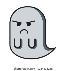 angry ghost vector emoticon, modern concept, simple style, flat color 