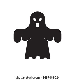 Angry ghost vector icon. Solid black Halloween symbol.