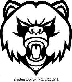 Angry Giant Panda Head Front Mascot Black and White