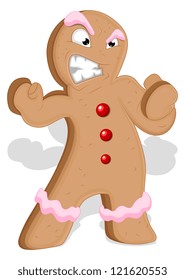 Angry Gingerbread Man - Christmas Vector Illustration