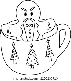 Angry gingerbread man on a cup