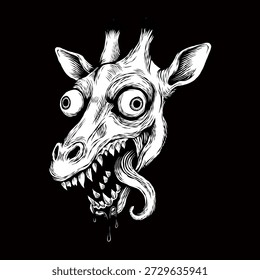 Ilustración vectorial dibujada a mano de jirafa enojada
