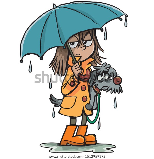 Angry Girl Dog Rain Stock Vector (Royalty Free) 1512959372 | Shutterstock