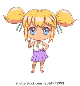 Angry girl, hand on hip, no, finger gesture
