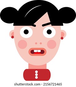 Angry girl, illustration, vector on a white background.