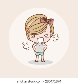 Angry Girl / Lady / Woman Isolated Vector / Image / Illustration / Drawing / Cartoon / Animation