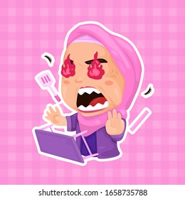 Angry Girl in Pink Hijab can be used for social media banner, blog post, or any digital and print stuff