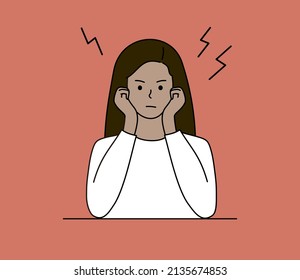 Angry girl portrait. Argument, negative, emotions, stress, facial expression concepts. Hand drawn style cartoon character vector design illustrations.