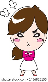 Angry girl is standing with her arms folded