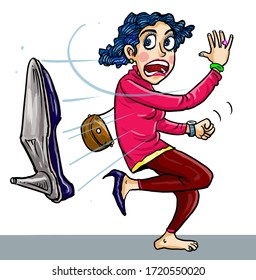 Angry girl throwing her shoe to someone she hated