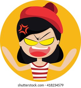 Angry girl vector
