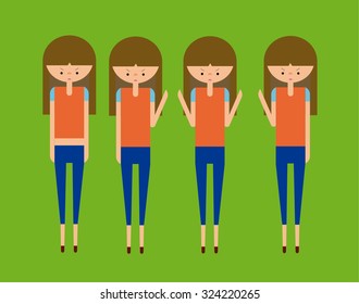 Angry Girls Set Vector
