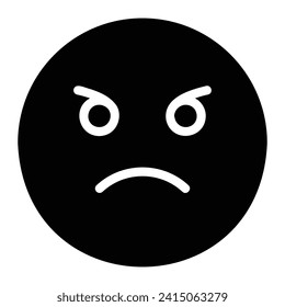 angry Glyph Icon Background White
