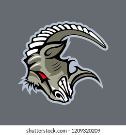 Angry Goat head. Cartoon style