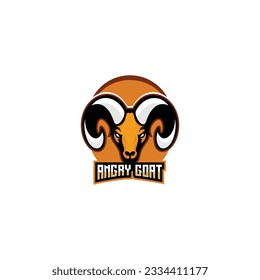 angry goat head logo design mascot