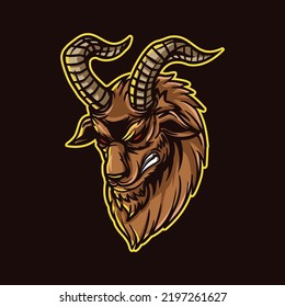 Angry Goat Head Mascot Illustration