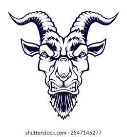 Angry goat head mascot illustration