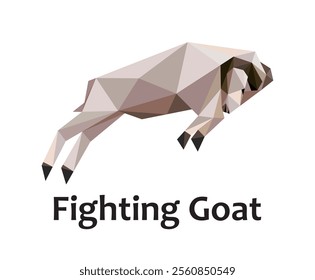 Angry goat in polygonal vector. Low Poly Abstract Illustration of Fighting Goat. charging Goat Polygon Vector Logo