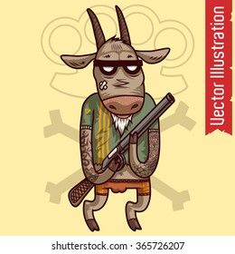 Angry goat. Vector illustration