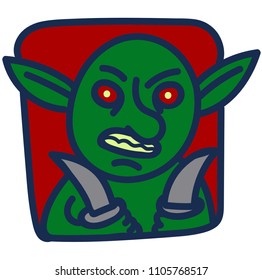 angry goblin with two knives