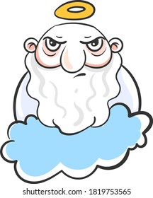 Angry god, illustration, vector on white background