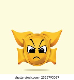 angry gold shield mascot character. cute, funny, and playful concept. achievement, reward, and education themes